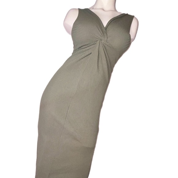 Y2K Only Hearts N.Y.C. Helena Stuart Stretch Ribbed Twisted Knot Midi Dress VTG - Picture 3 of 12